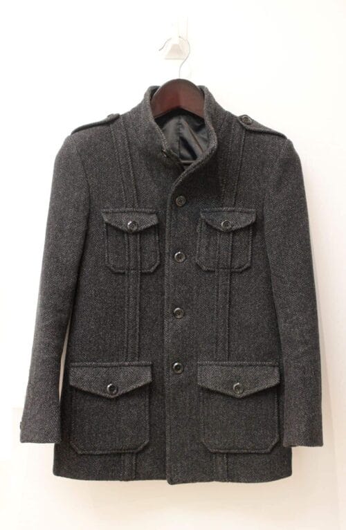 Gray Herringbone Coat - Image 2