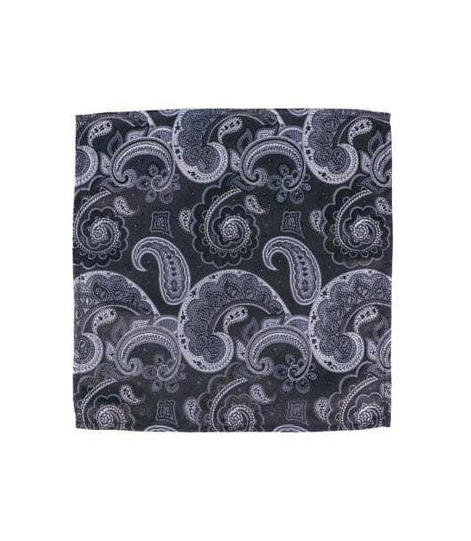 Charcoal Paisley Pocket Square
