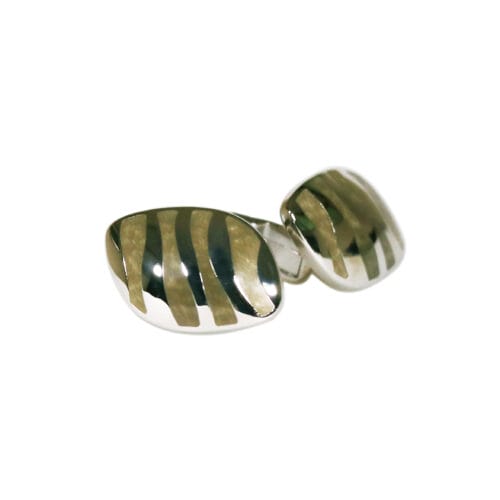 Olive Silver Wave Cufflinks